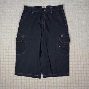 Y2K Point Zero Baggy Cargo Shorts 31 Black